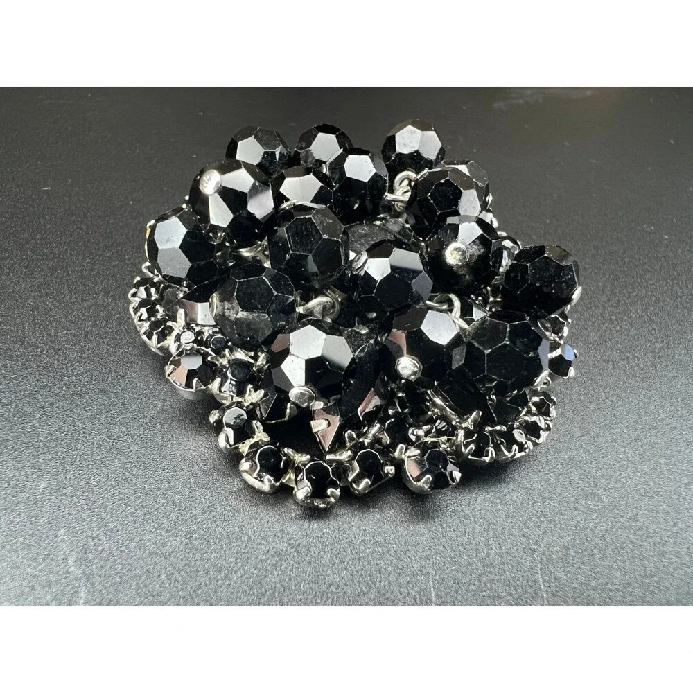 Ref No. 8764 Vintage D&E Juliana Bead Cluster and Rhinestone Layered Brooch
